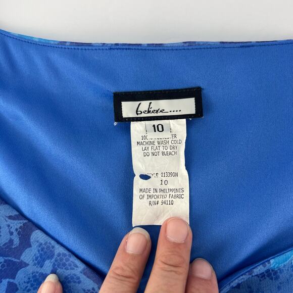 VTG Y2K 10 Asymmetrical Blue Floral High Low Midi Tank Dress 90s Fairy Whimsy - Picture 10 of 13